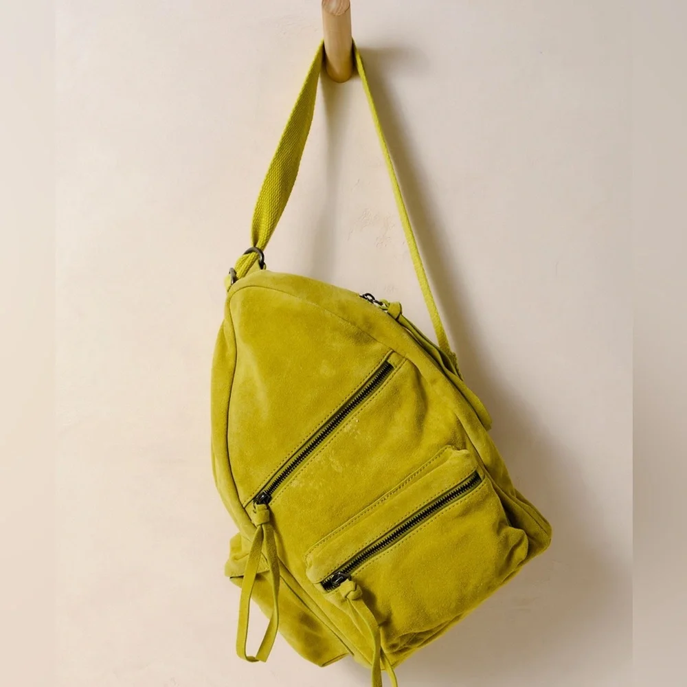 Free People Oxford Suede Sling Bag in Lime Green - Picture 1 of 9